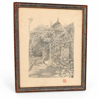 Garden summerhouse print shown leaning, front view, photo 4 of 5