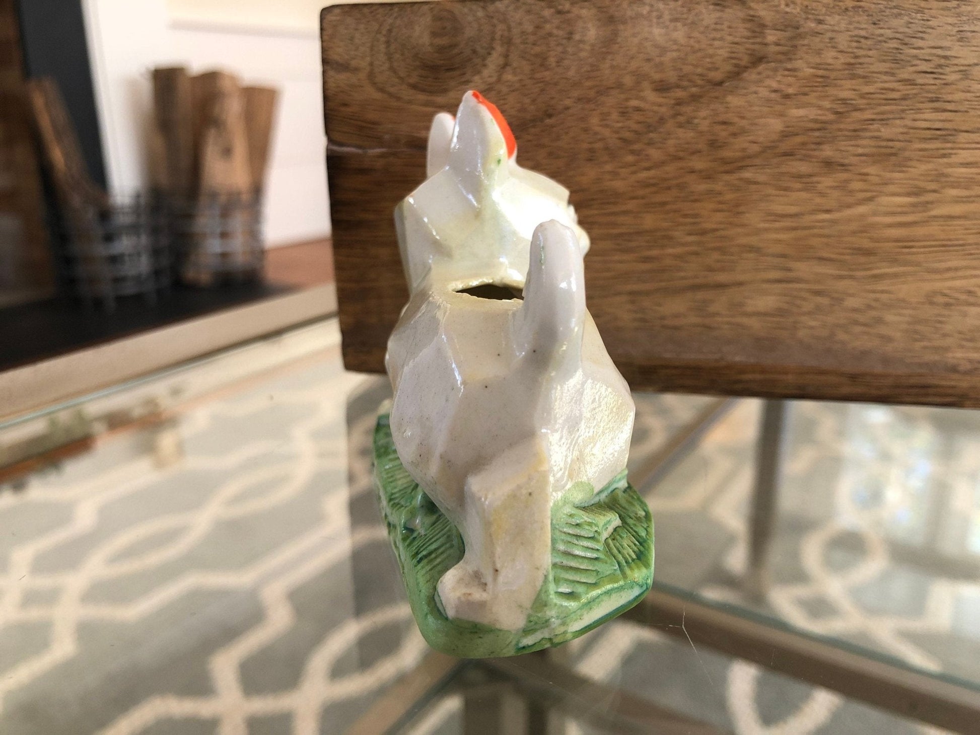 Vintage Geometric Lusterware Cat Planter, Pincushion, Japan, Kitten Figurine - Loom Vintage