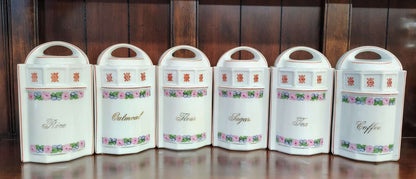 Vintage German Porcelain 13 - Piece Floral Kitchen Canister Set - Loom Vintage