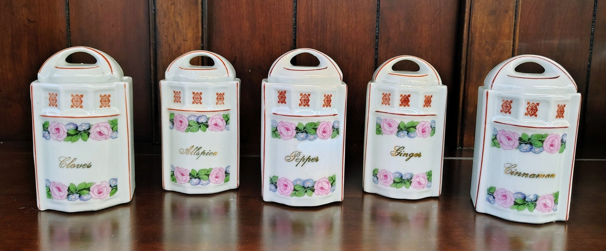 Vintage German Porcelain 13 - Piece Floral Kitchen Canister Set - Loom Vintage