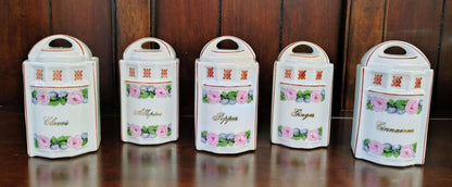Vintage German Porcelain 13 - Piece Floral Kitchen Canister Set - Loom Vintage