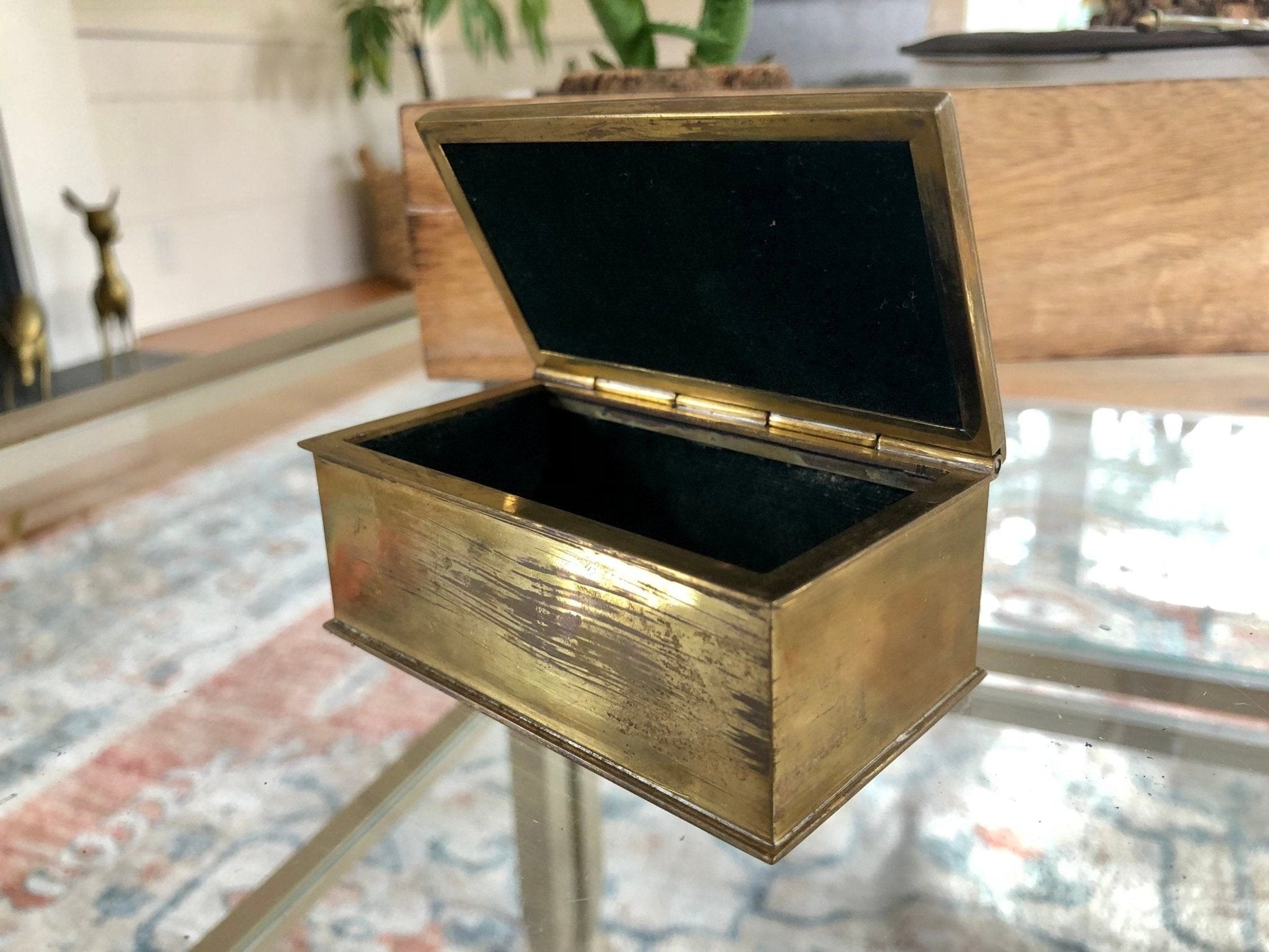 Vintage Gold Plated Silver Jewelry Box with Wood Inlay, Ornate Bird Motif Gold Plated .500 Silver Jewelry Box, Storage Box - Loom Vintage