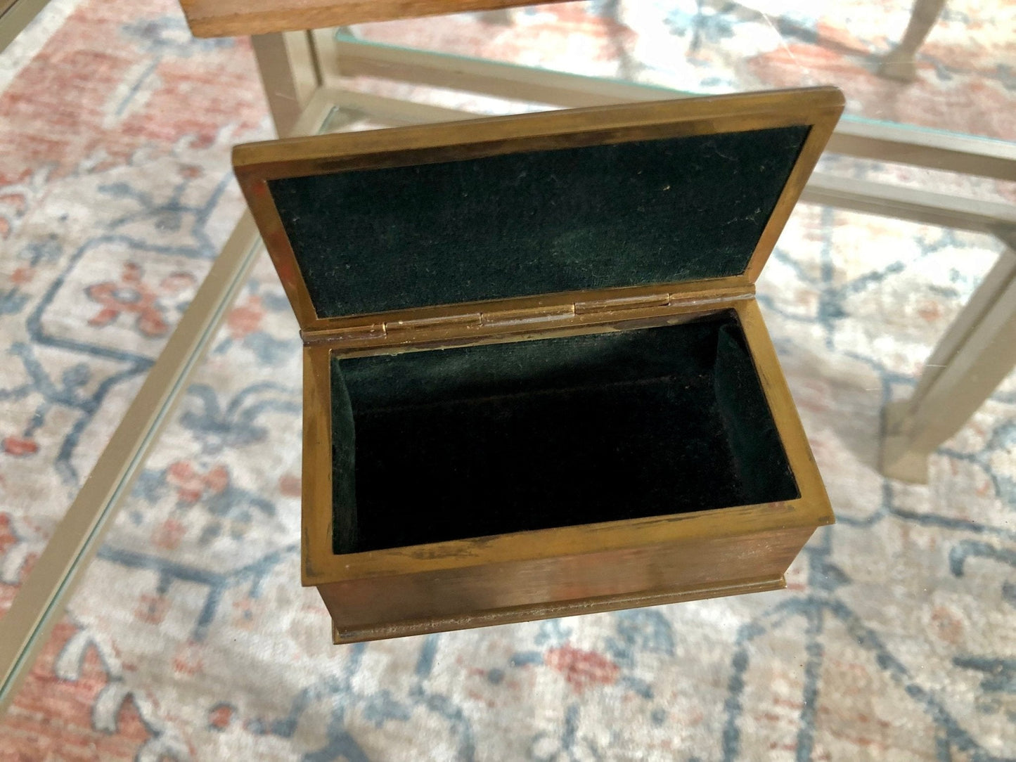 Vintage Gold Plated Silver Jewelry Box with Wood Inlay, Ornate Bird Motif Gold Plated .500 Silver Jewelry Box, Storage Box - Loom Vintage