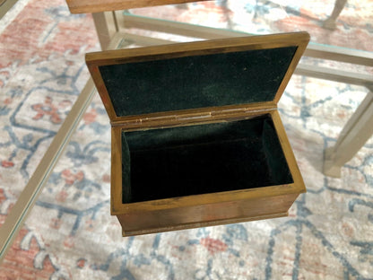 Vintage Gold Plated Silver Jewelry Box with Wood Inlay, Ornate Bird Motif Gold Plated .500 Silver Jewelry Box, Storage Box - Loom Vintage