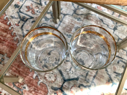 Vintage gold rimmed juice glasses, pair, photo 9 of 10