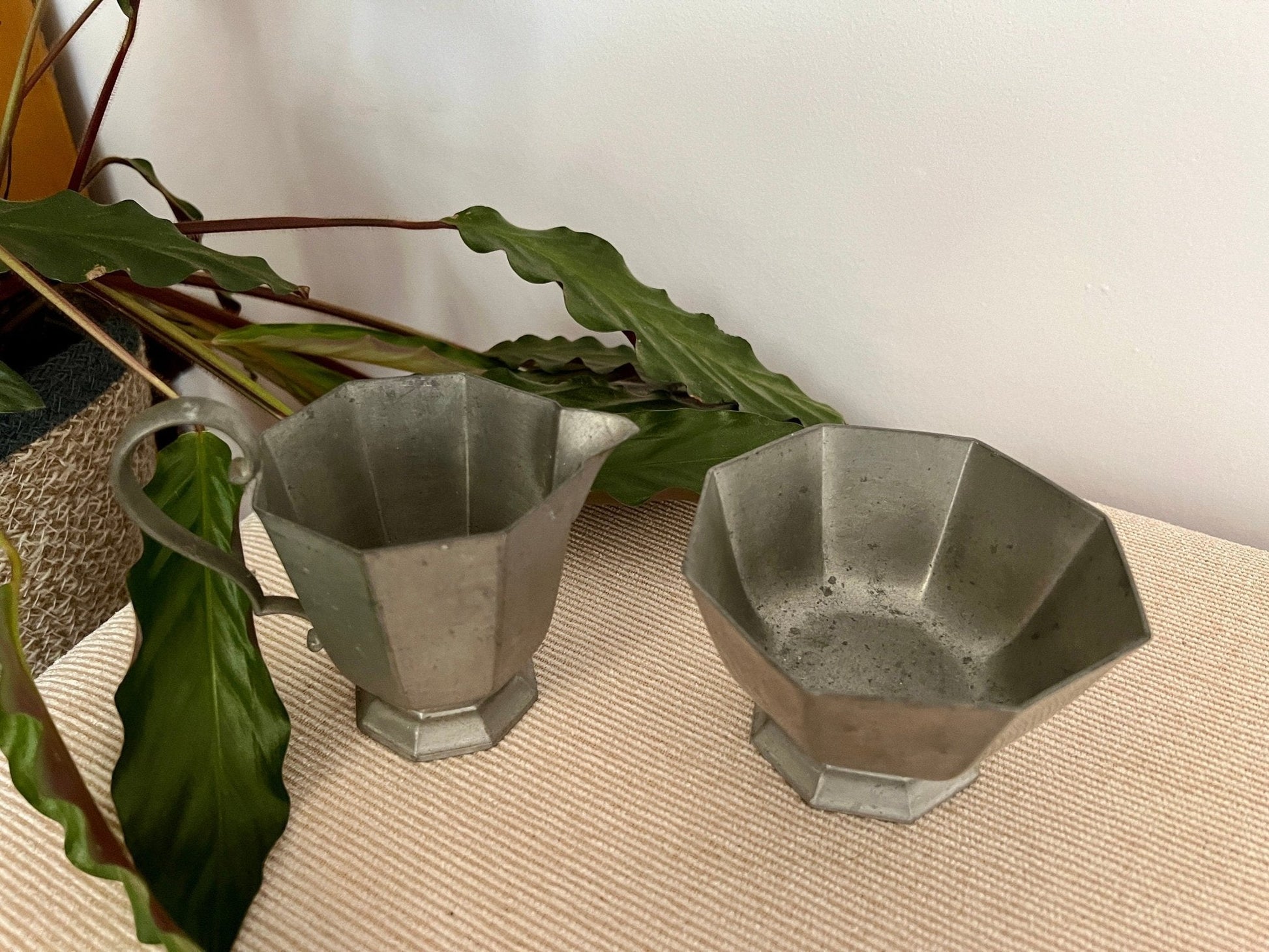 Vintage Gorham Silver Pewter Cream and Sugar Set, Silver Tableware, Planter, Succulent Planters - Loom Vintage