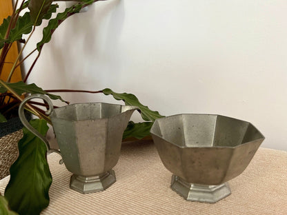 Vintage Gorham Silver Pewter Cream and Sugar Set, Silver Tableware, Planter, Succulent Planters - Loom Vintage