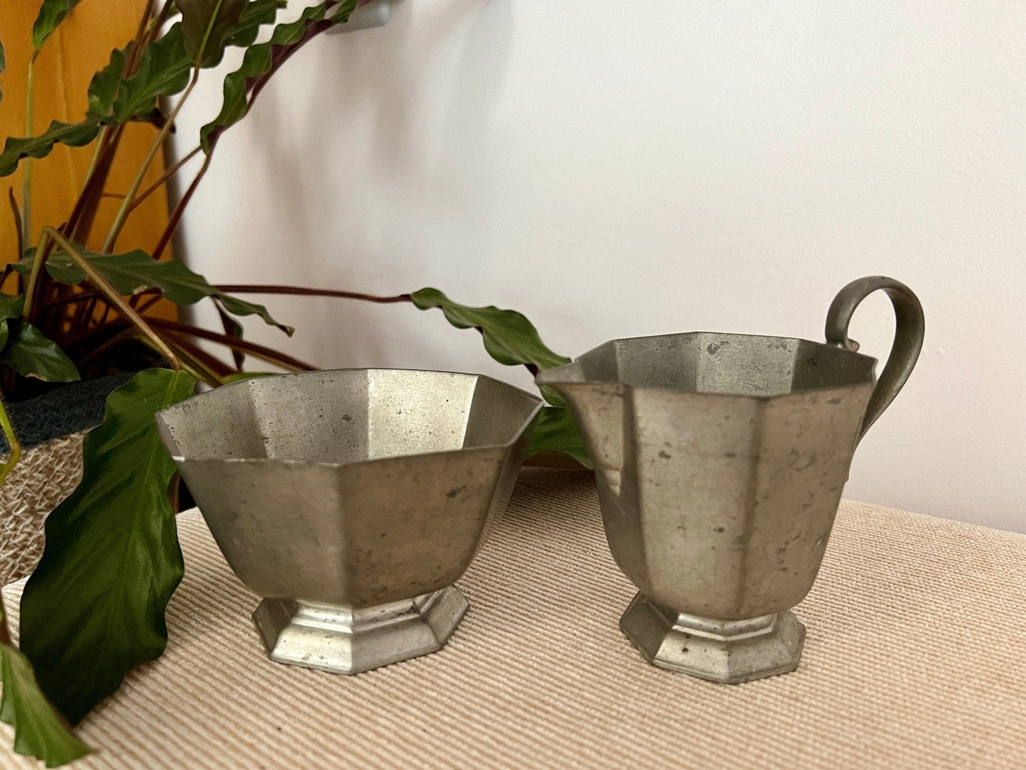 Vintage Gorham Silver Pewter Cream and Sugar Set, Silver Tableware, Planter, Succulent Planters - Loom Vintage