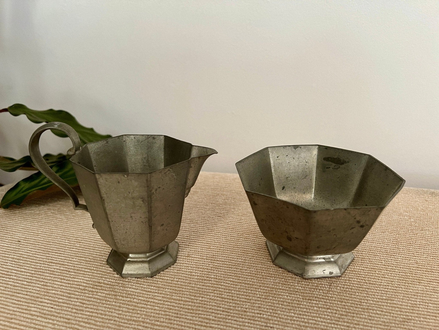 Vintage Gorham Silver Pewter Cream and Sugar Set, Silver Tableware, Planter, Succulent Planters - Loom Vintage