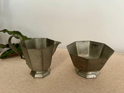 Vintage Gorham Silver Pewter Cream and Sugar Set, Silver Tableware, Planter, Succulent Planters - Loom Vintage