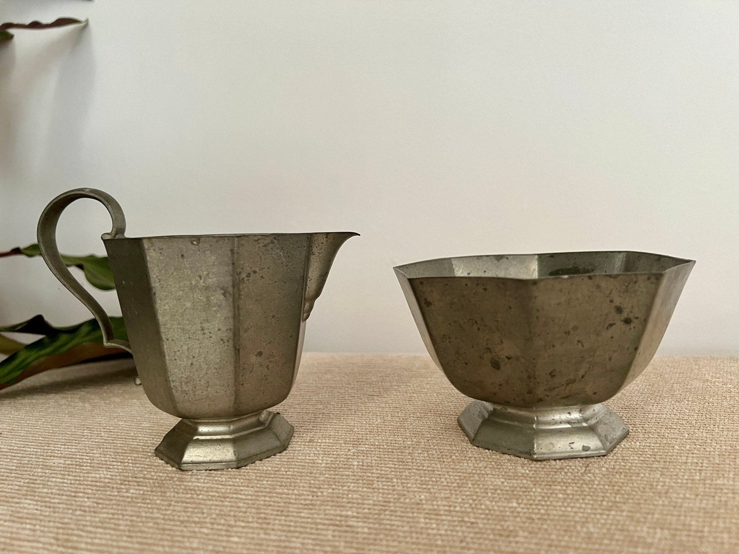 Vintage Gorham Silver Pewter Cream and Sugar Set, Silver Tableware, Planter, Succulent Planters - Loom Vintage