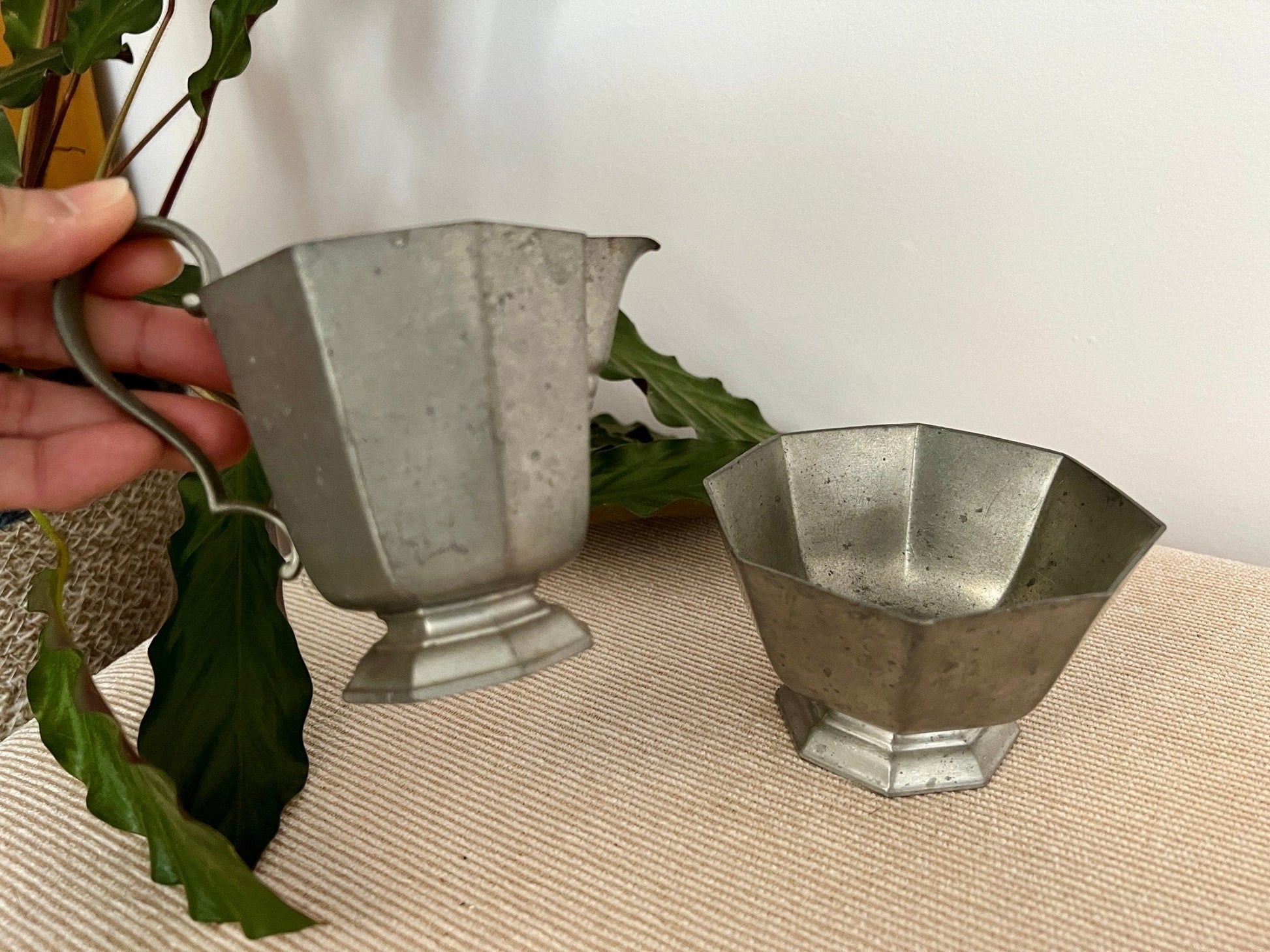 Vintage Gorham Silver Pewter Cream and Sugar Set, Silver Tableware, Planter, Succulent Planters - Loom Vintage