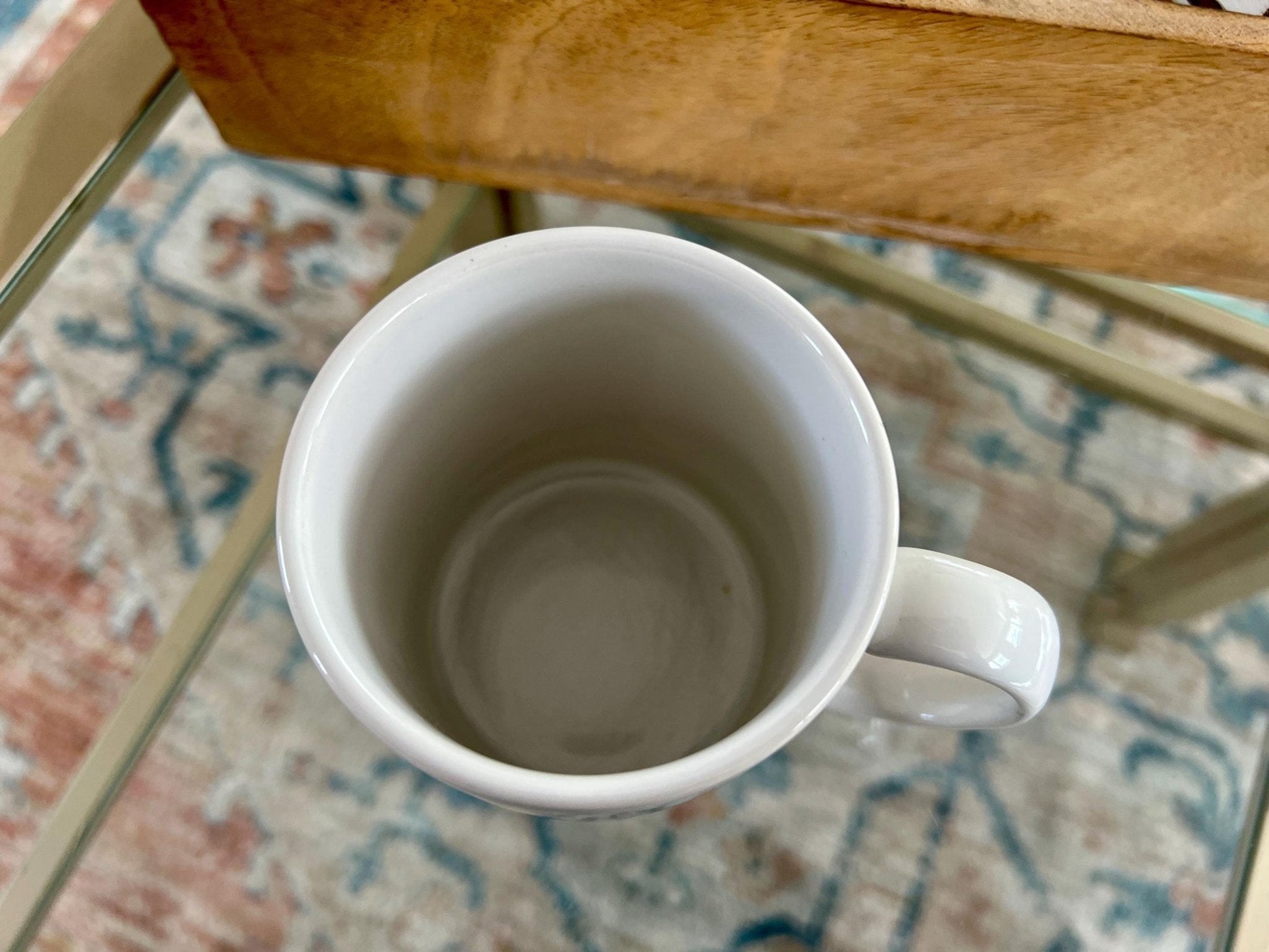 Vintage Hallmark Shoebox Ceramic Coffee Mug, Illustration, "I can't do a thing with my hair. Hell, I can't even find it" - Loom Vintage