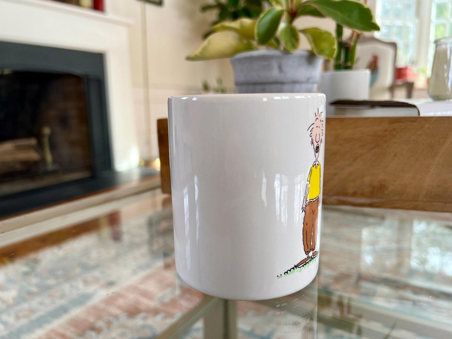 Vintage Hallmark Shoebox Ceramic Coffee Mug, Illustration, "I can't do a thing with my hair. Hell, I can't even find it" - Loom Vintage