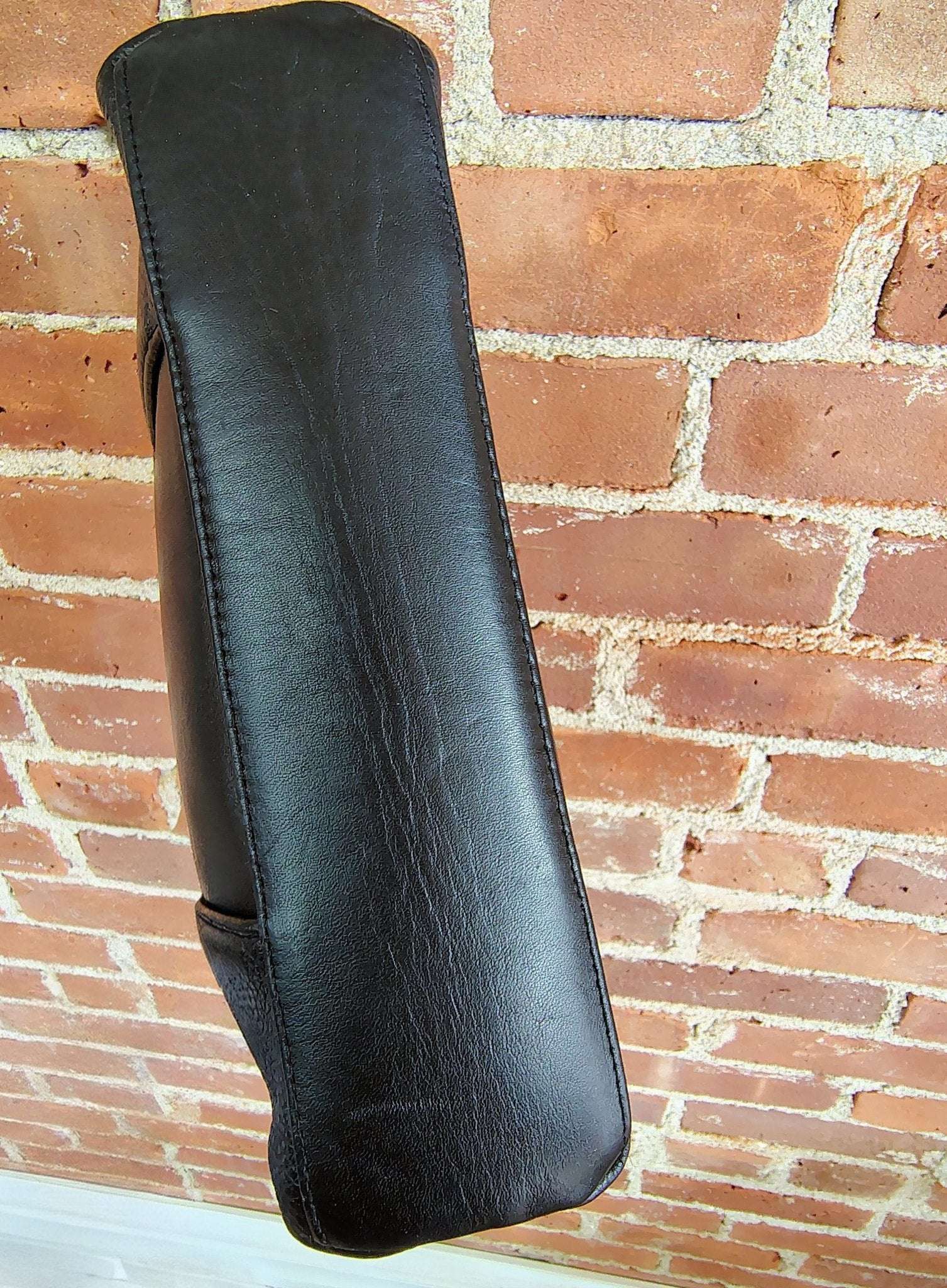 Vintage Halston Black Leather Crossbody Bag – Minimalist Designer Style - Loom Vintage