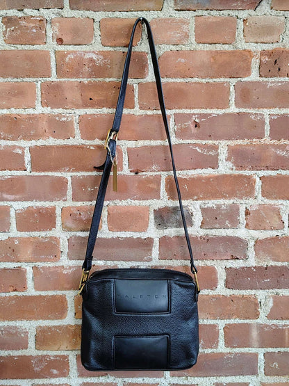 Vintage Halston Black Leather Crossbody Bag – Minimalist Designer Style - Loom Vintage