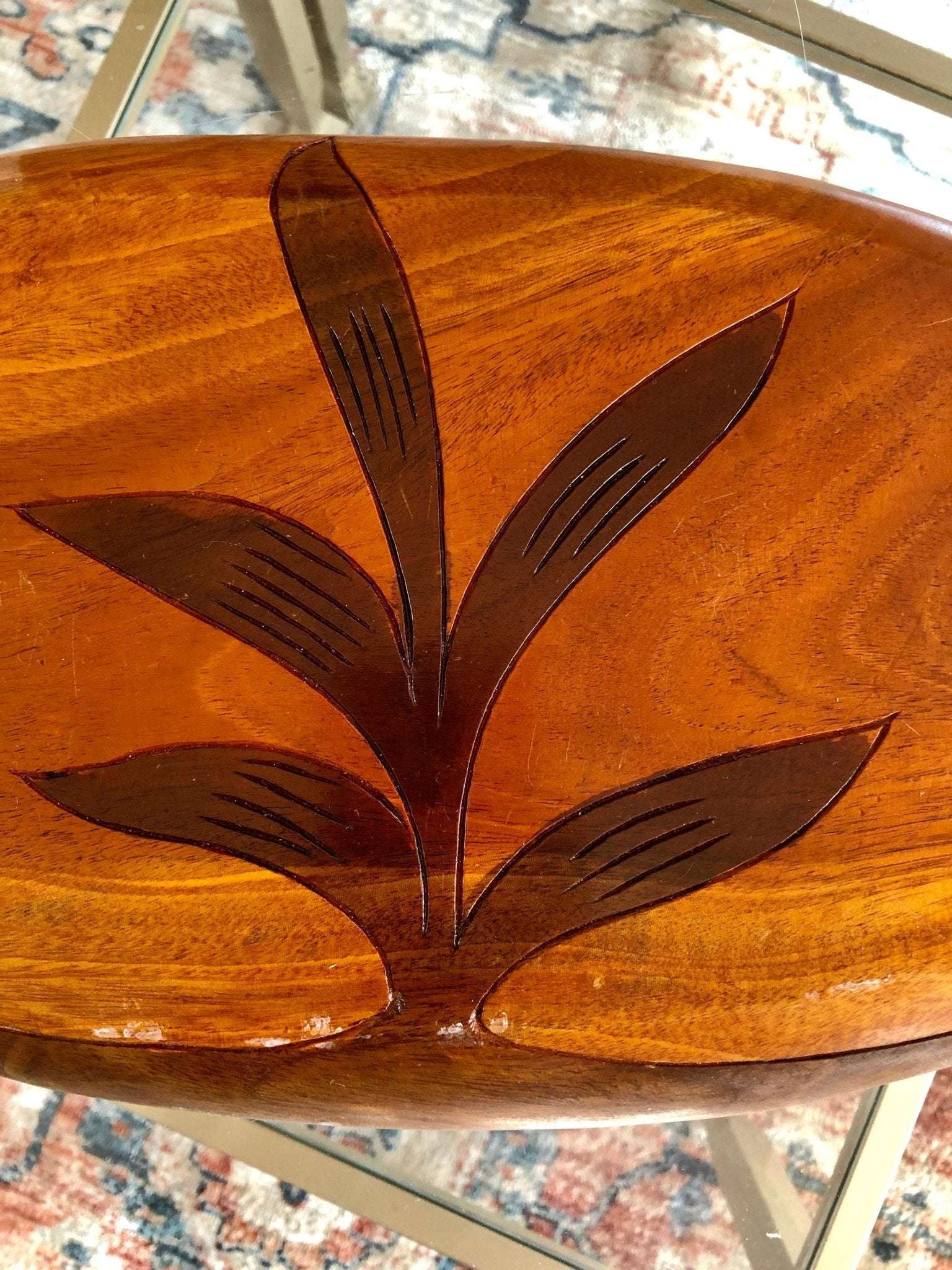 Vintage Hand Carved Wooden Fish Tray Mid - Century Serving Dish - Loom Vintage