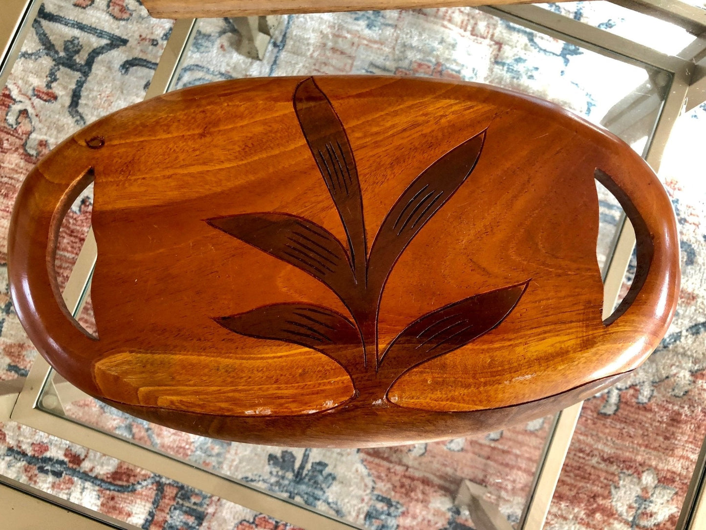 Vintage Hand Carved Wooden Fish Tray Mid - Century Serving Dish - Loom Vintage