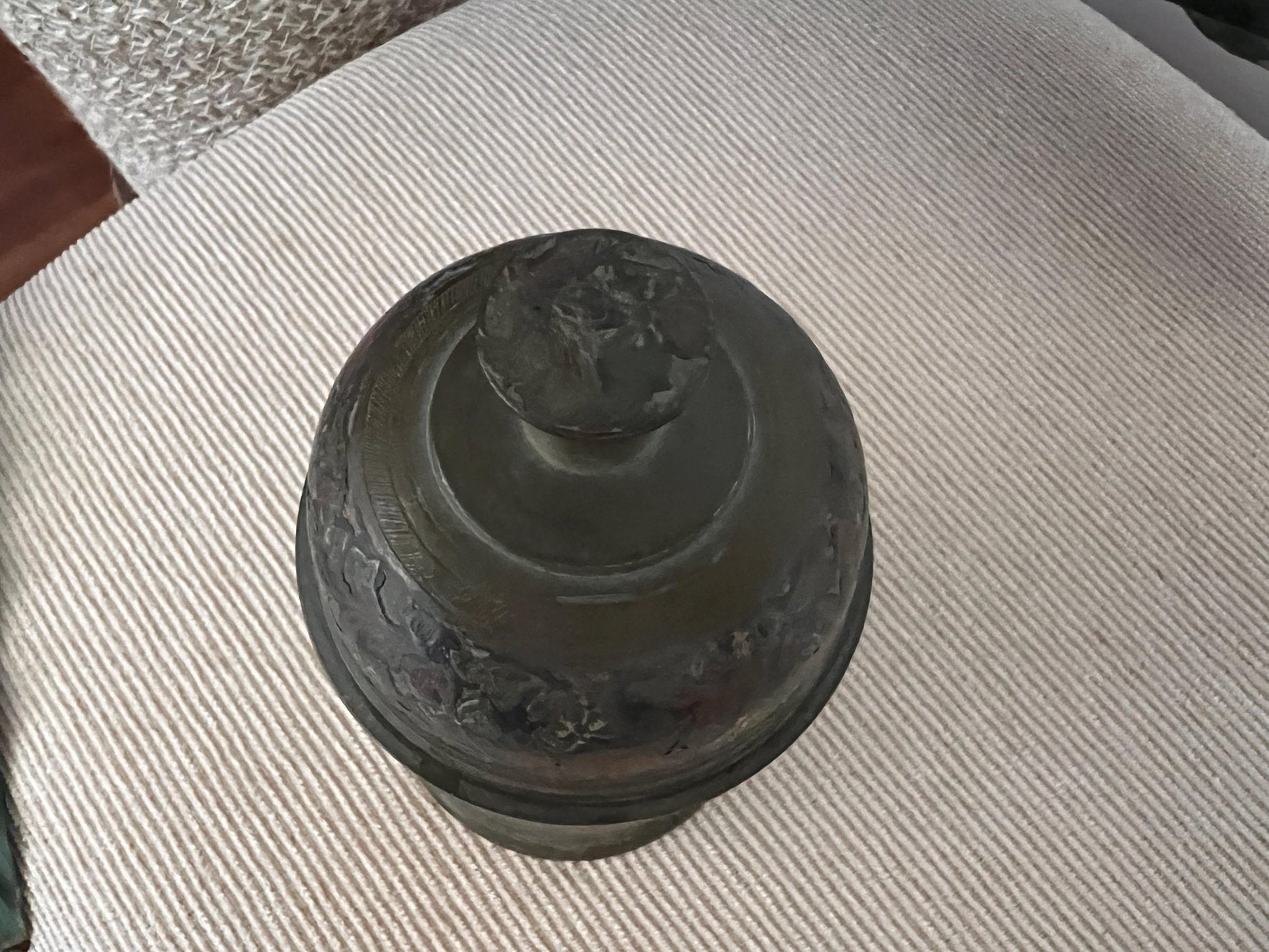 Vintage Hand - Etched Solid Brass Lidded Canister Jar - Loom Vintage