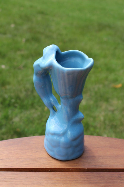 Vintage Hand Made Figural Nude Woman Vase, Female Form Periwinkle Blue Pottery, Van Briggle Style - Loom Vintage