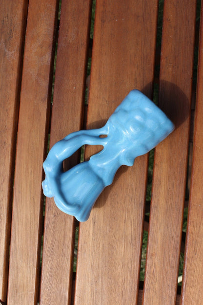 Vintage Hand Made Figural Nude Woman Vase, Female Form Periwinkle Blue Pottery, Van Briggle Style - Loom Vintage