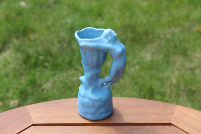 Vintage Hand Made Figural Nude Woman Vase, Female Form Periwinkle Blue Pottery, Van Briggle Style - Loom Vintage