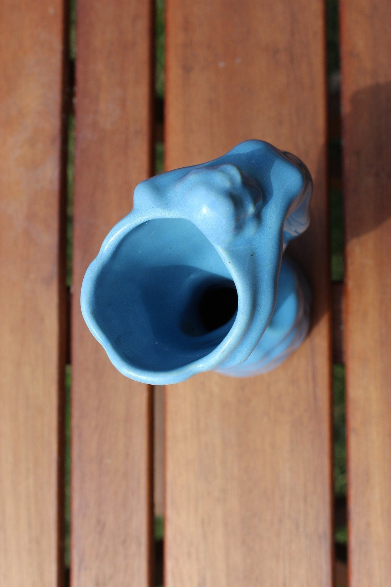 Vintage Hand Made Figural Nude Woman Vase, Female Form Periwinkle Blue Pottery, Van Briggle Style - Loom Vintage