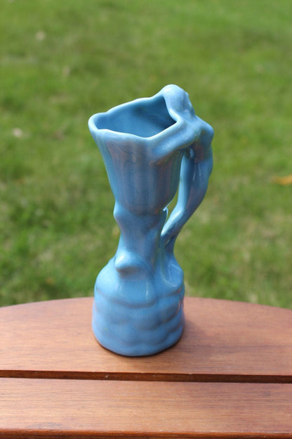 Vintage Hand Made Figural Nude Woman Vase, Female Form Periwinkle Blue Pottery, Van Briggle Style - Loom Vintage