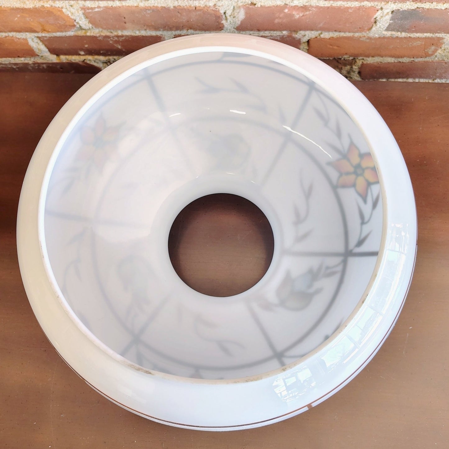 Vintage Hand - Painted Opal Glass Ceiling Light Cover / Pendant Globe - Loom Vintage