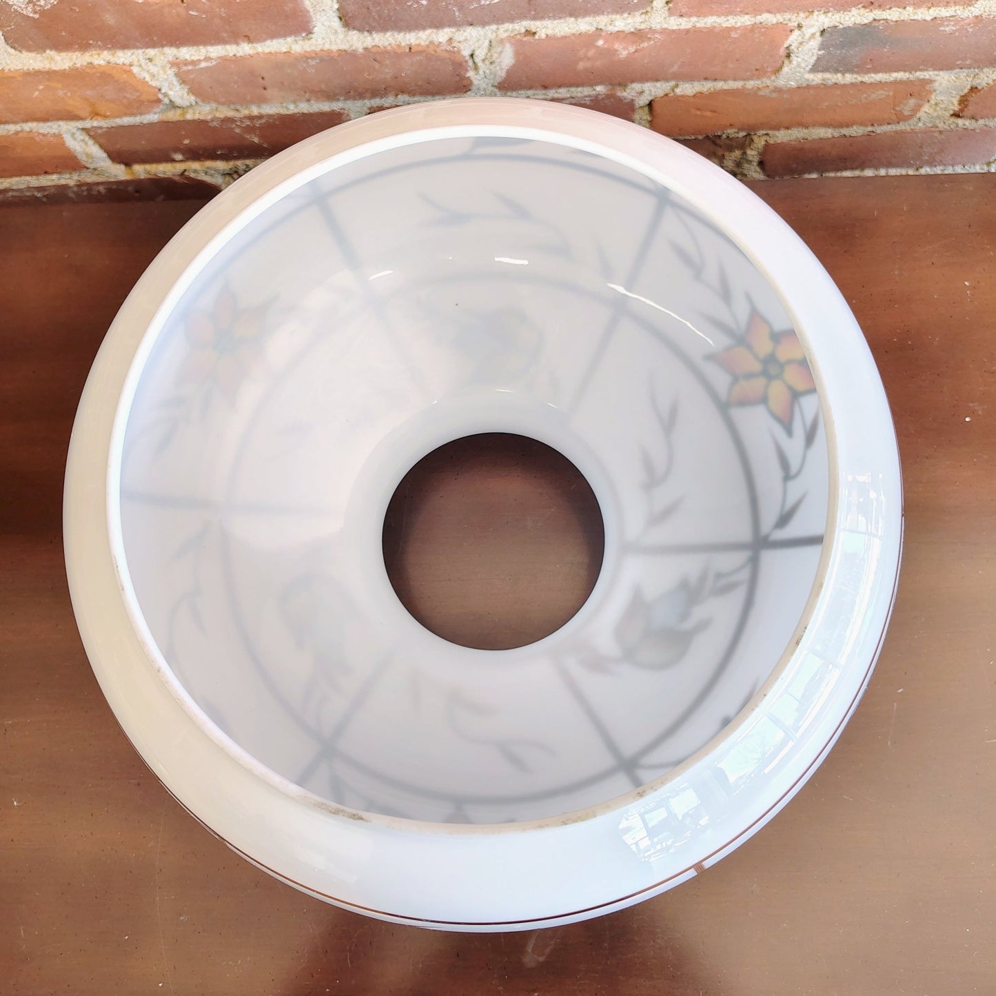 Vintage Hand - Painted Opal Glass Ceiling Light Cover / Pendant Globe - Loom Vintage
