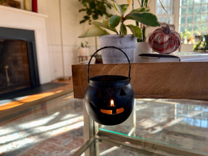 Vintage Hosley USA Metal Pumpkin Jack-o-Lantern Candle Holder – Halloween & Fall Décor - Loom Vintage