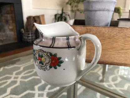 Vintage Iridescent Japanese Creamer, Floral Pitcher, Gold Detailing, Hand Painted, Home Decor, Japan Style Jug - Loom Vintage