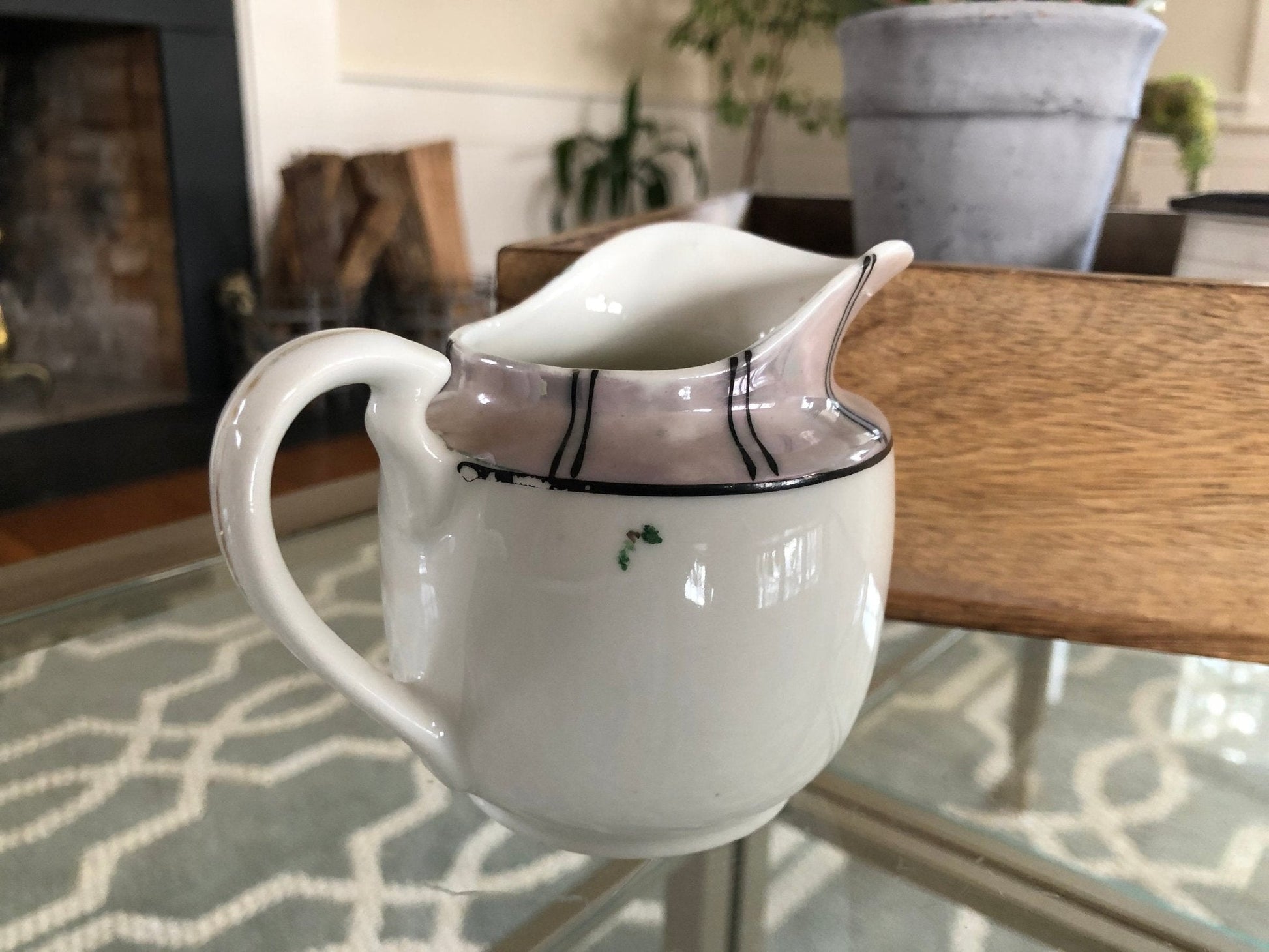 Vintage Iridescent Japanese Creamer, Floral Pitcher, Gold Detailing, Hand Painted, Home Decor, Japan Style Jug - Loom Vintage