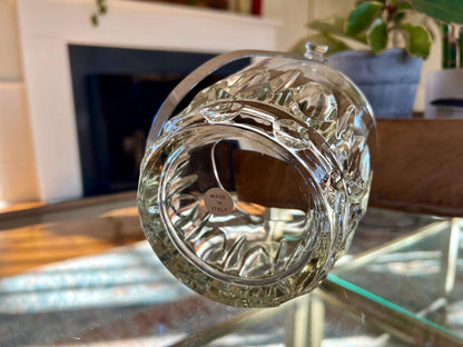 Clear faceted Italian glass ice bucket with silver handle, photo 9 of 10