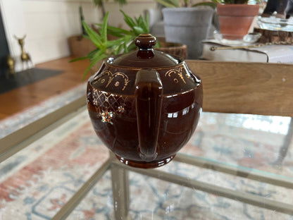 Vintage Japan Redware Teapot, Ceramic Royal Hand Painted Brown Tea Pot - Loom Vintage