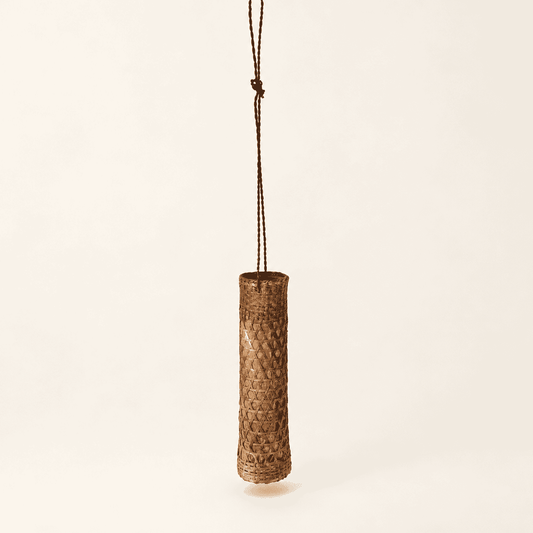 Vintage Japanese woven bamboo hanging ikebana basket, photo 1 of 9