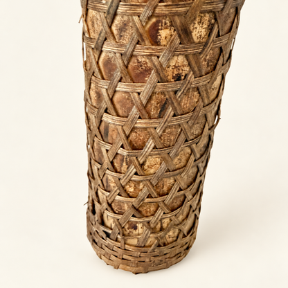 Vintage Japanese woven bamboo hanging ikebana basket, photo 9 of 9