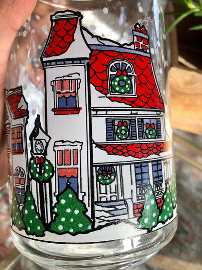 Vintage Large Dunkin' Donuts Glass Canister with Lid, Christmas Snow Village, Advertisement Glass Jar, Storage Jar Container - Loom Vintage