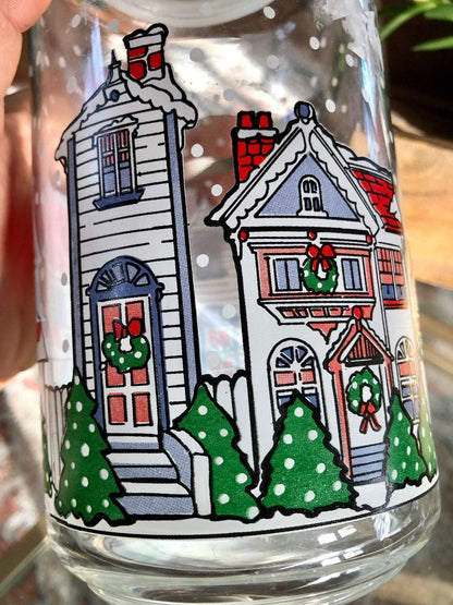 Vintage Large Dunkin' Donuts Glass Canister with Lid, Christmas Snow Village, Advertisement Glass Jar, Storage Jar Container - Loom Vintage