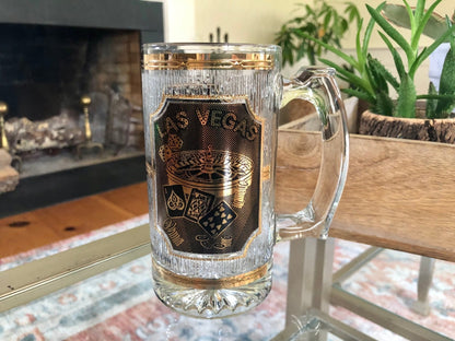 Vintage Las Vegas Beer Stein, Glass Stein, Casino Scene, Collectable, gift, beer mugs, beer steins, man cave decor - Loom Vintage