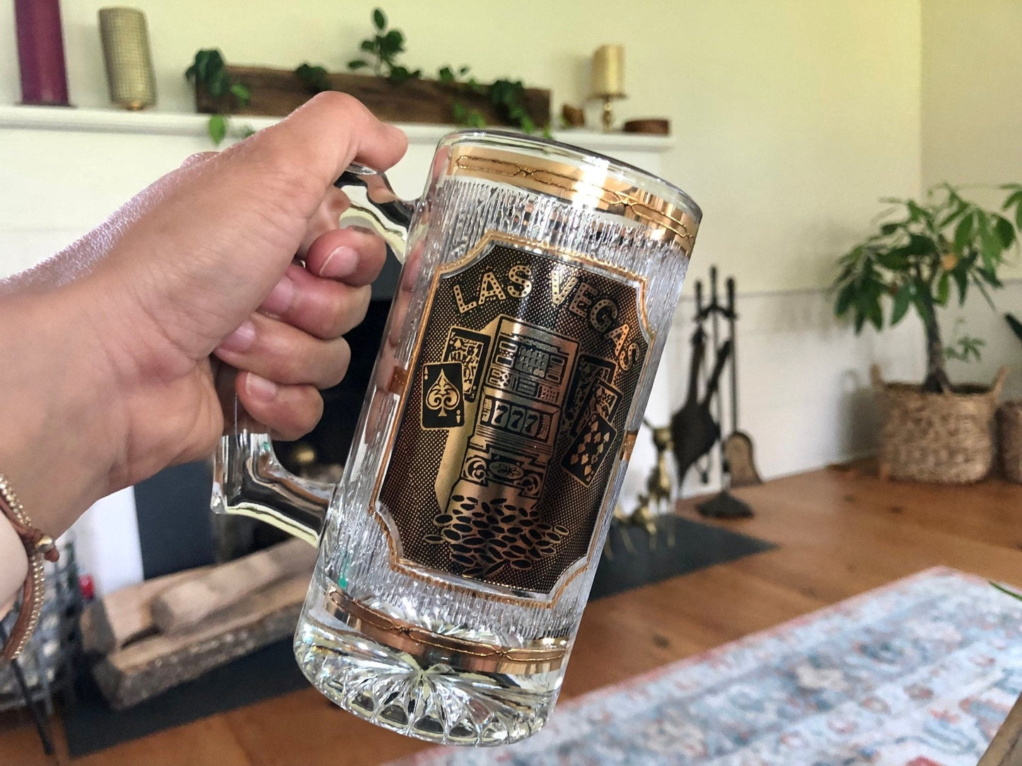 Vintage Las Vegas Beer Stein, Glass Stein, Casino Scene, Collectable, gift, beer mugs, beer steins, man cave decor - Loom Vintage