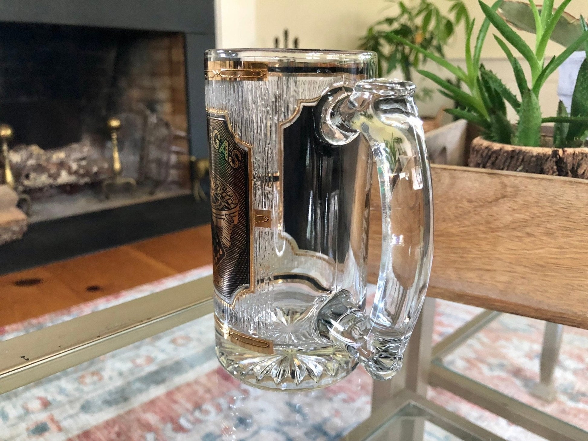 Vintage Las Vegas Beer Stein, Glass Stein, Casino Scene, Collectable, gift, beer mugs, beer steins, man cave decor - Loom Vintage