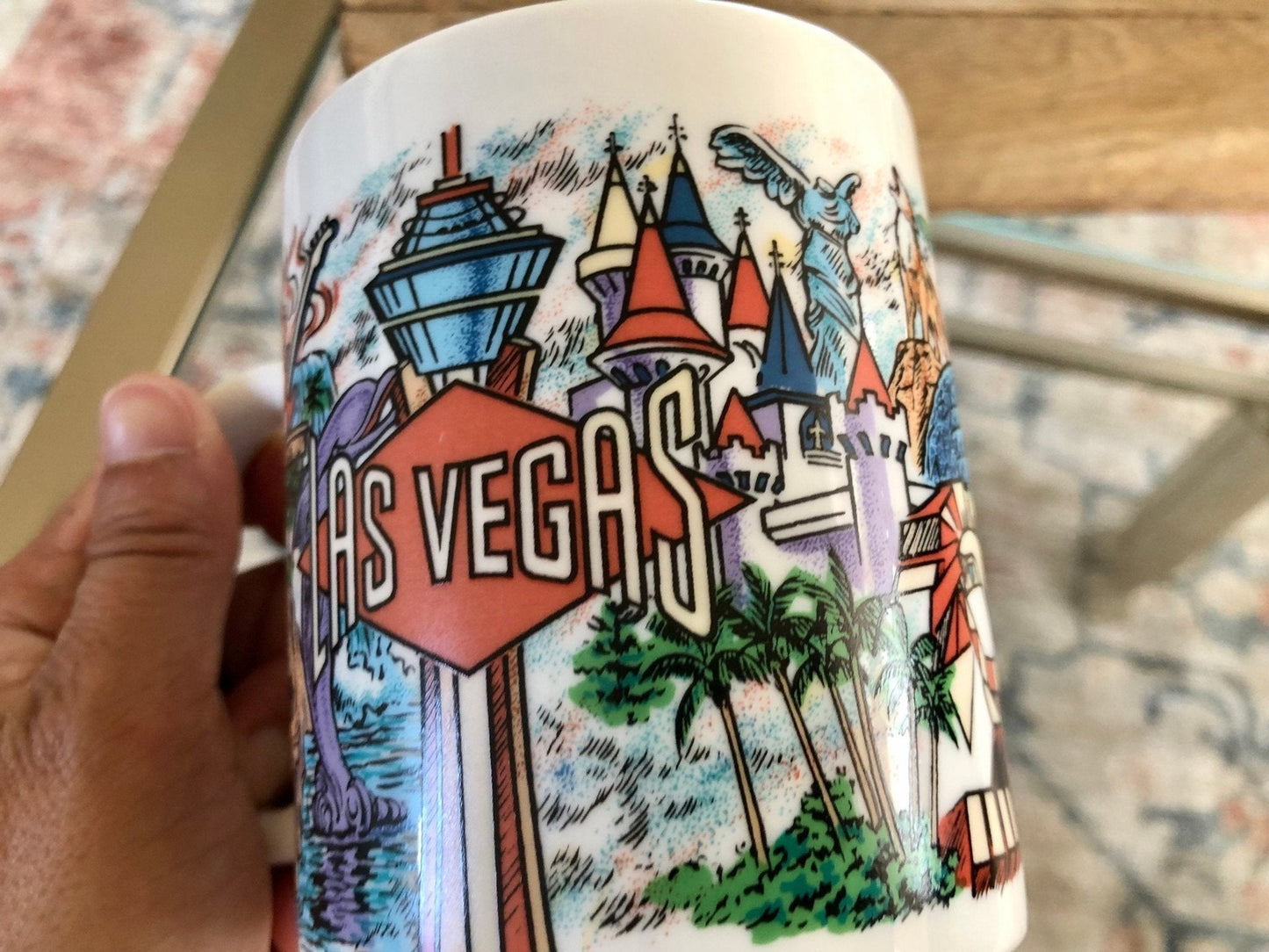 Vintage LAS VEGAS Mug Coffee/Tea Mug Casino Print, Vegas Monuments, Jennifer - Loom Vintage