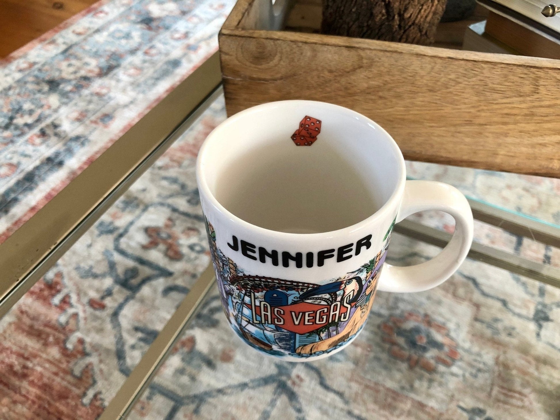 Vintage LAS VEGAS Mug Coffee/Tea Mug Casino Print, Vegas Monuments, Jennifer - Loom Vintage