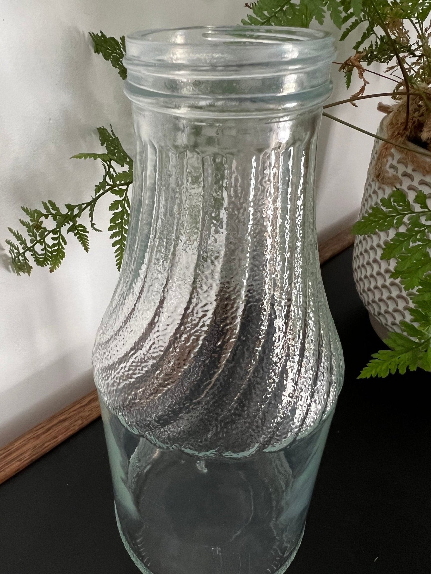 Vintage Lemonade Bottle w/ Yellow Lid, Juice Carafe, Glass Jug Pitcher, Juice Bottle, Glass - Loom Vintage