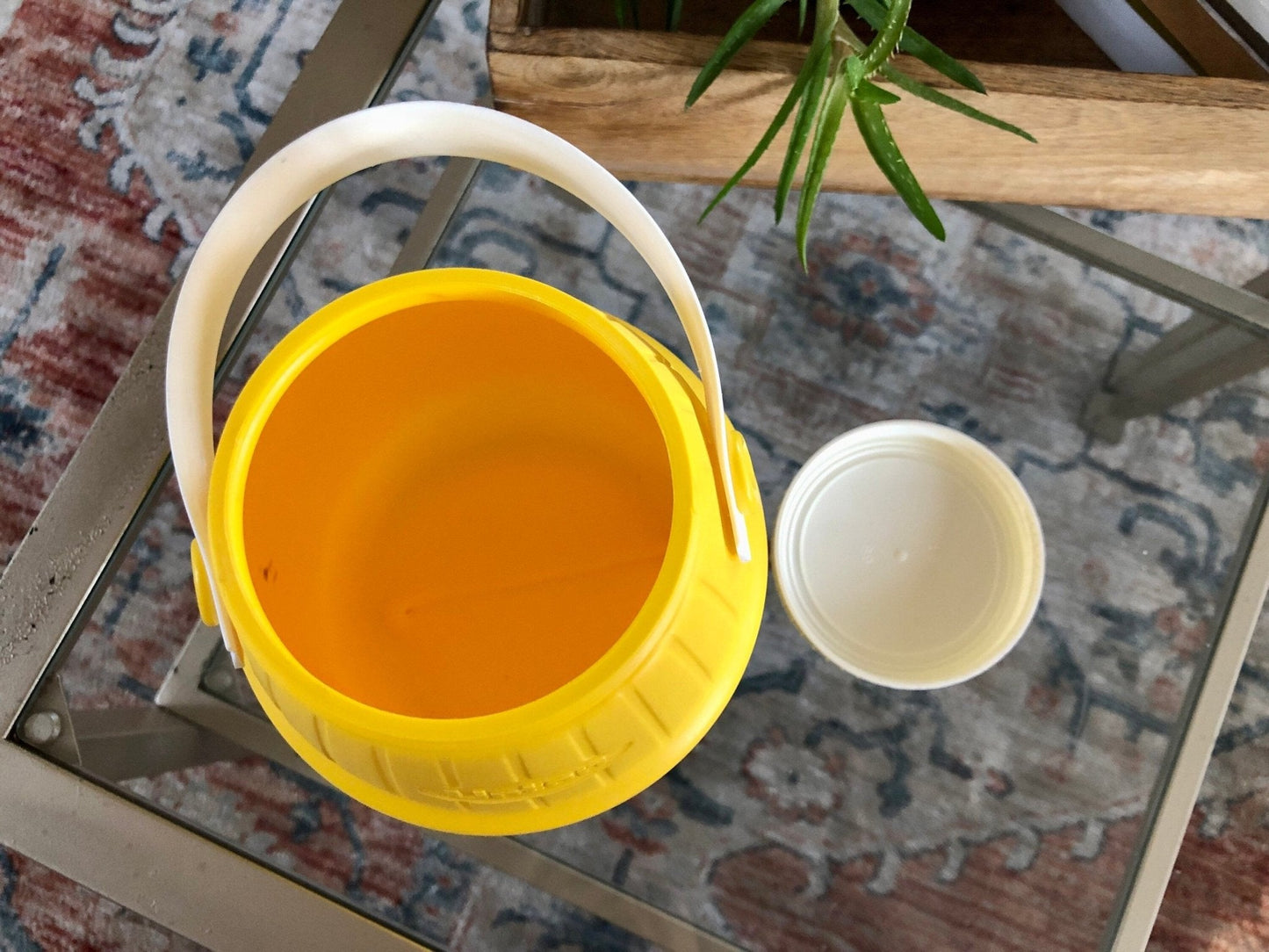 Vintage Lipton Tea Jug, Plastic Yellow & White Jug Bottle with Handle, Lipton Sun Tea Jar - Loom Vintage
