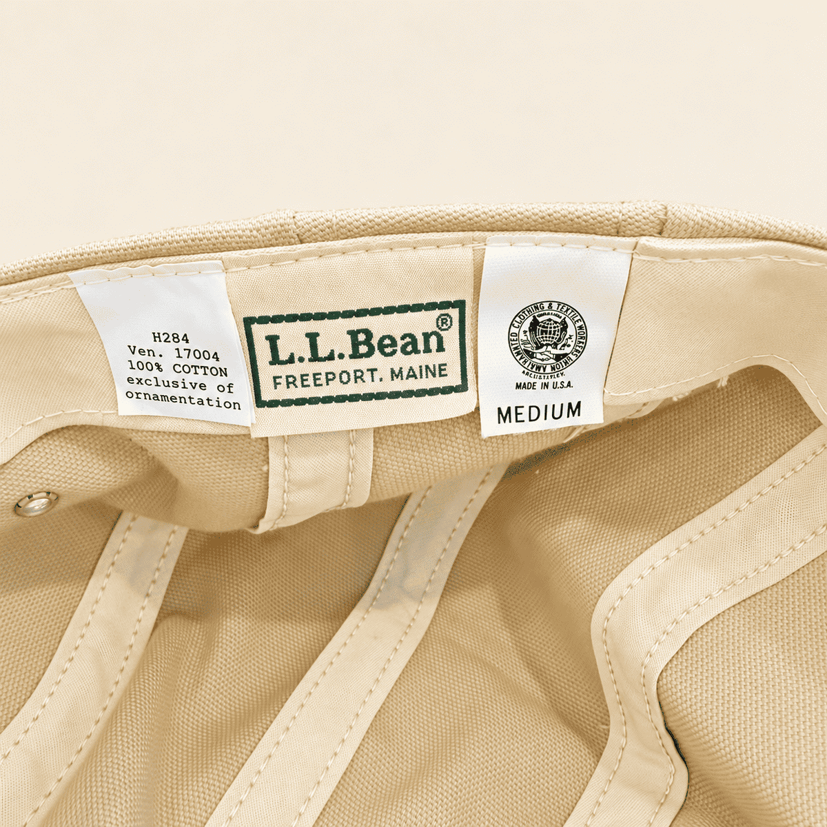 L.L. Bean Freeport Maine, Made in USA union and size Medium tags inside vintage cap, photo 9 of 9