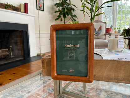 Vintage Mid Century Modern Simple Wood Picture frame, 5" x 7", Danish Modern Rounded Edge, Hanging Wall Gallery - Loom Vintage