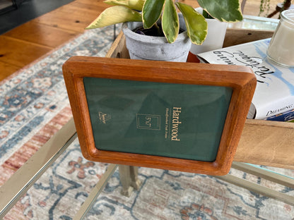 Vintage Mid Century Modern Simple Wood Picture frame, 5" x 7", Danish Modern Rounded Edge, Hanging Wall Gallery - Loom Vintage