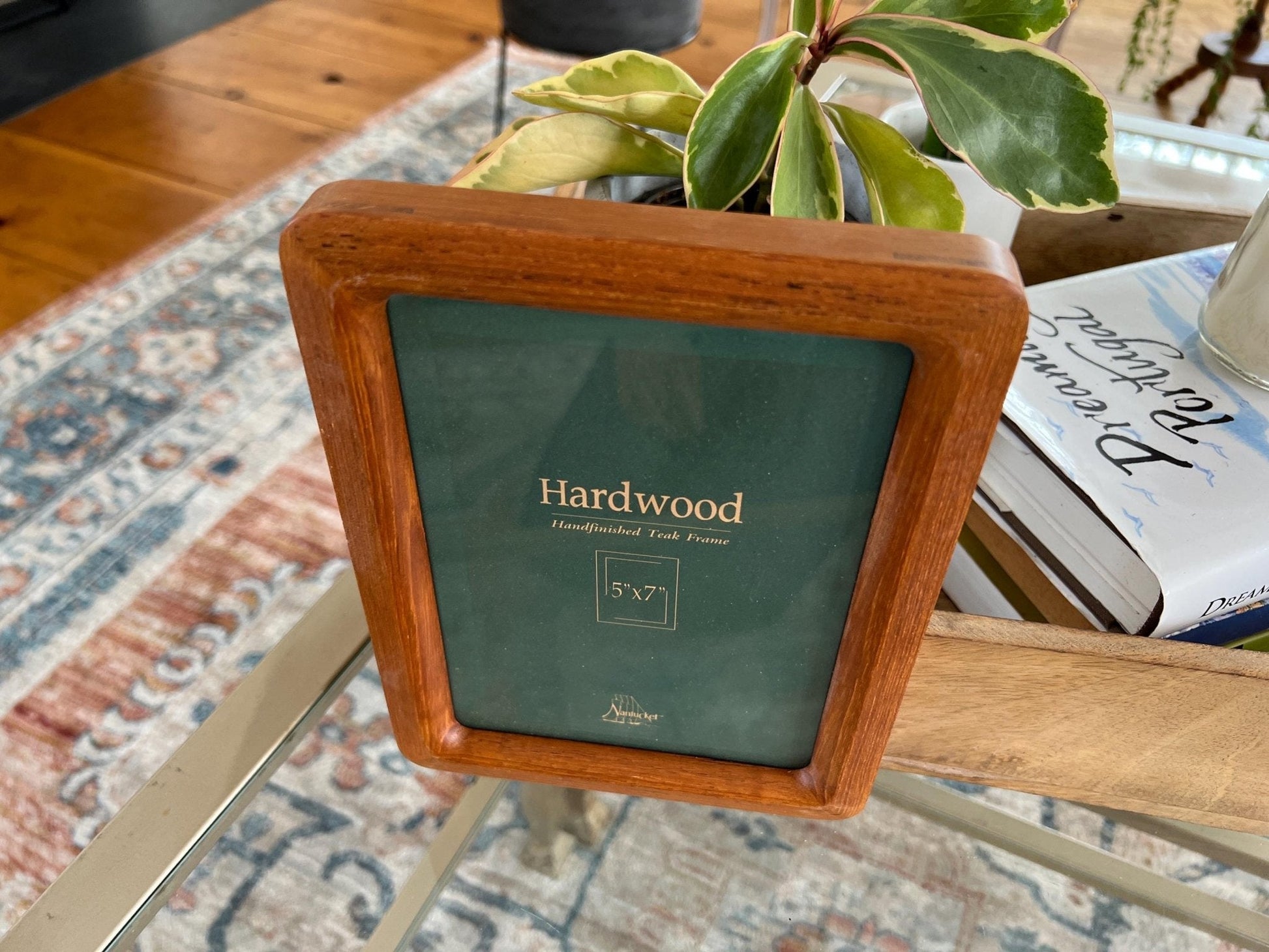 Vintage Mid Century Modern Simple Wood Picture frame, 5" x 7", Danish Modern Rounded Edge, Hanging Wall Gallery - Loom Vintage